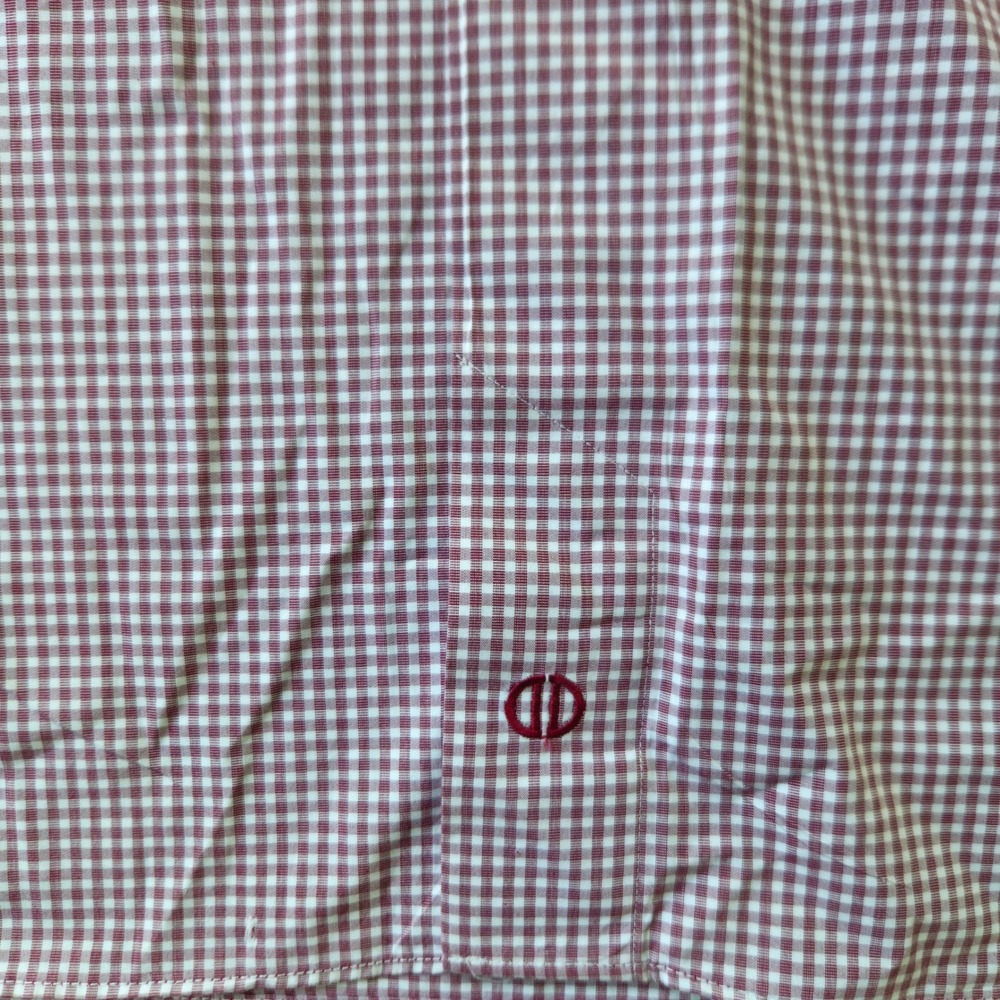 David Donahue Shirt Big Tall 18.5 34/35 Burgundy Gingham Cotton Button Down EUC - Picture 11 of 11